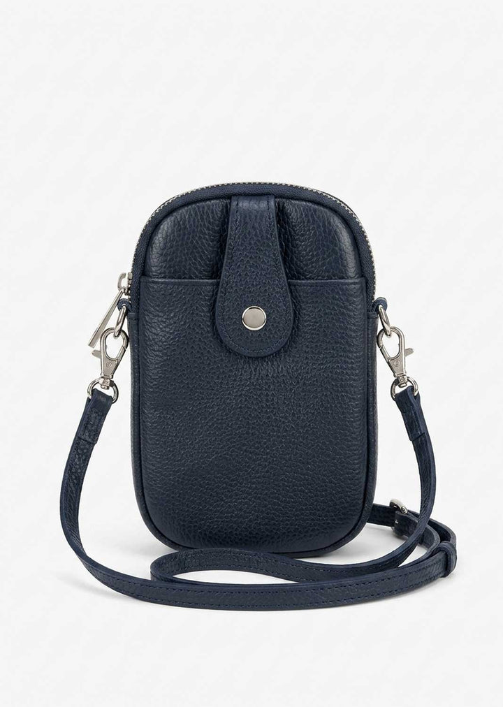 Wendell Navy Leather Phone Bag