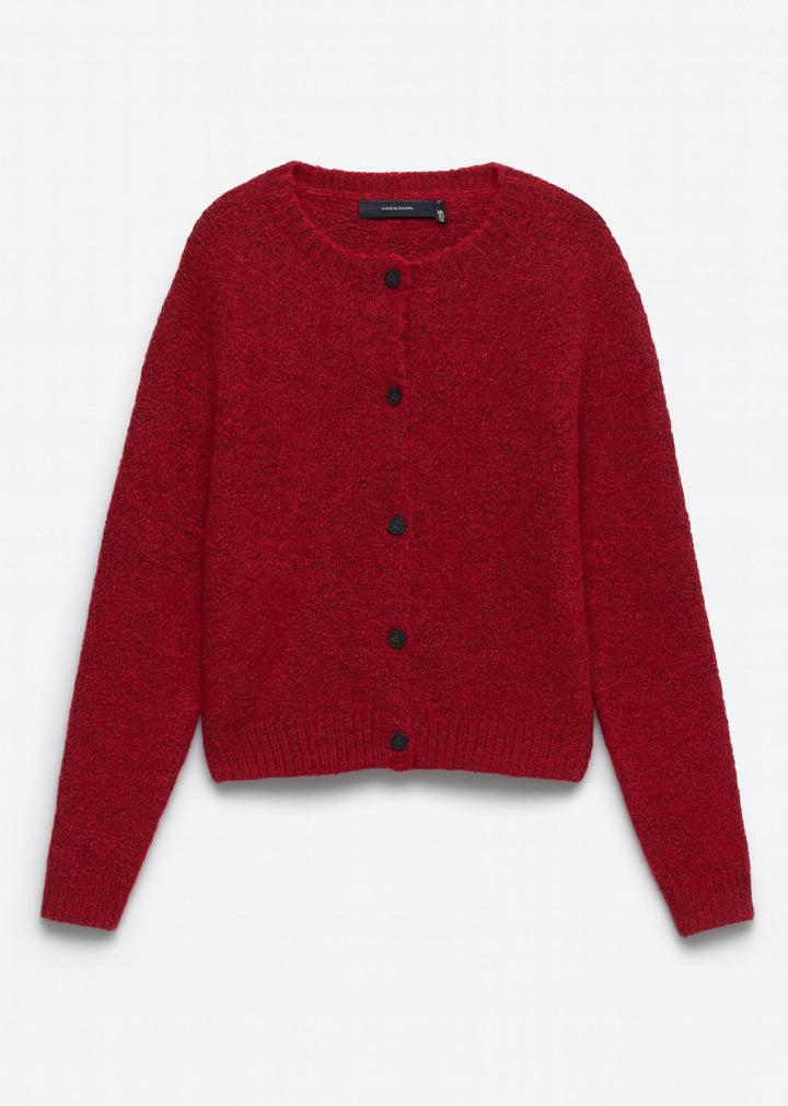 Novah Wool Blend Knit Cardigan Red
