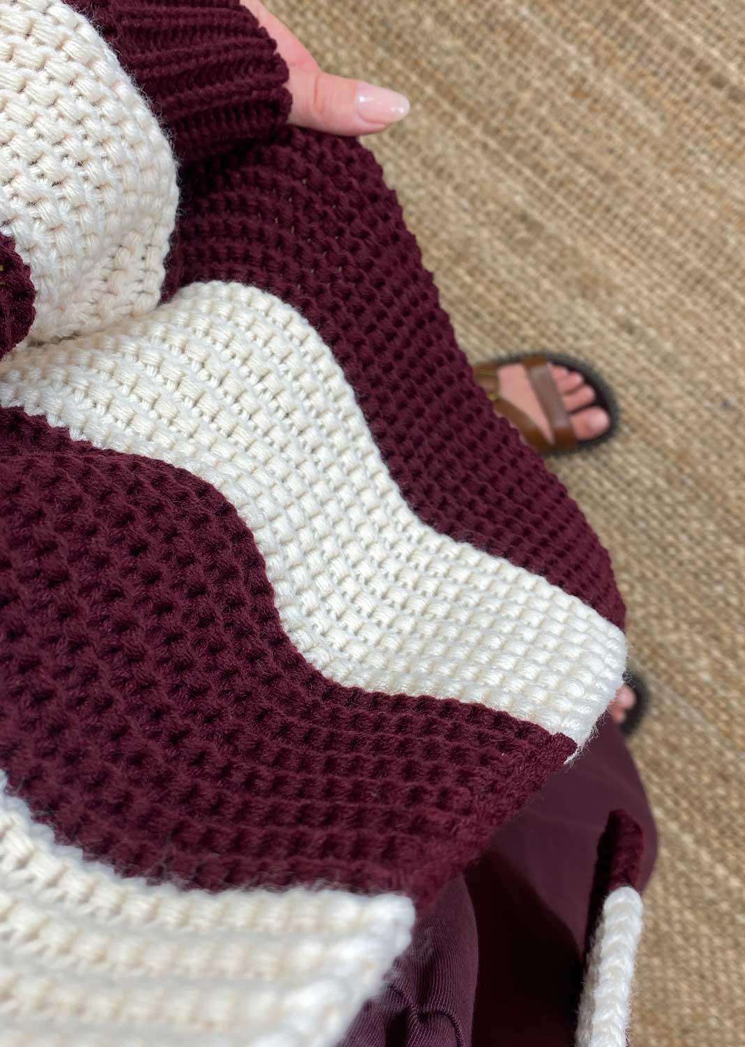 Odette Stripe Cardigan in Burgundy