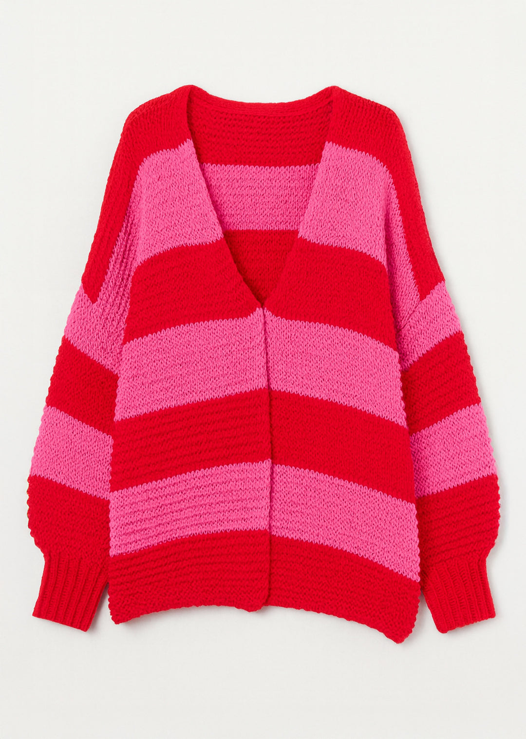 Odette Stripe Cardigan  Red Pink