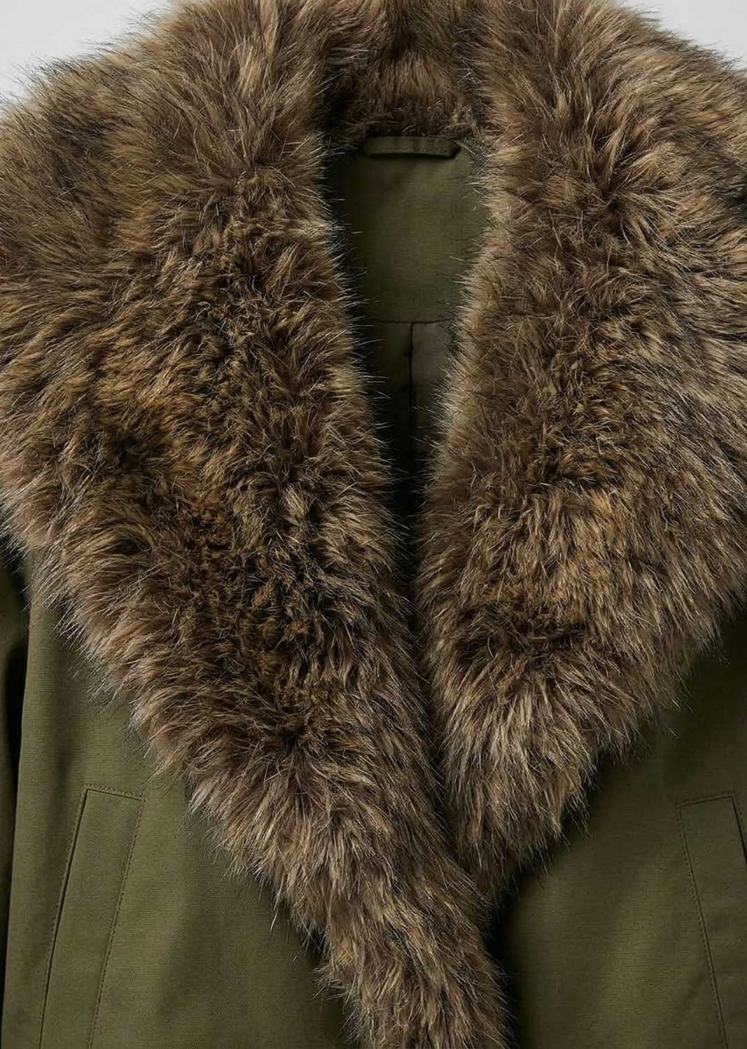 Olive Faux Fur Premium Bomber Jacket