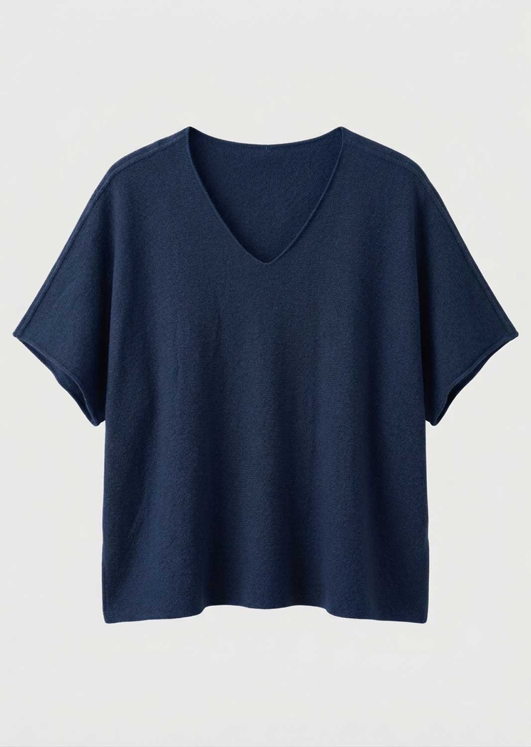 Ophelia Navy V Neck Box Knit Top
