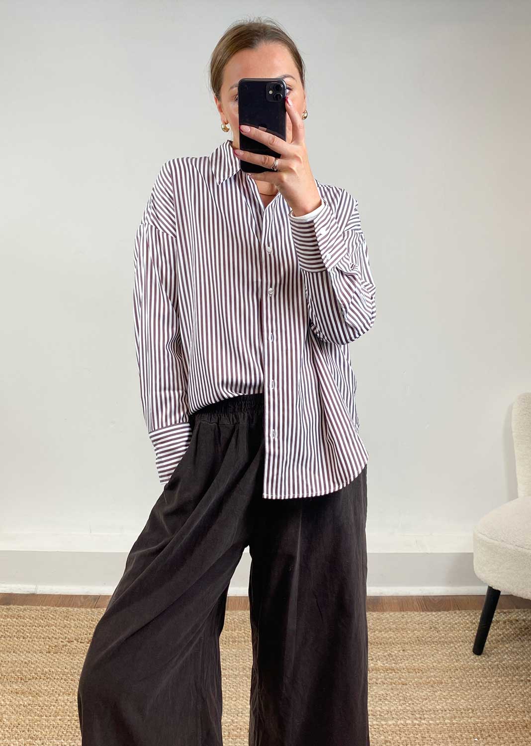 Ore Striped Shirt Burgundy