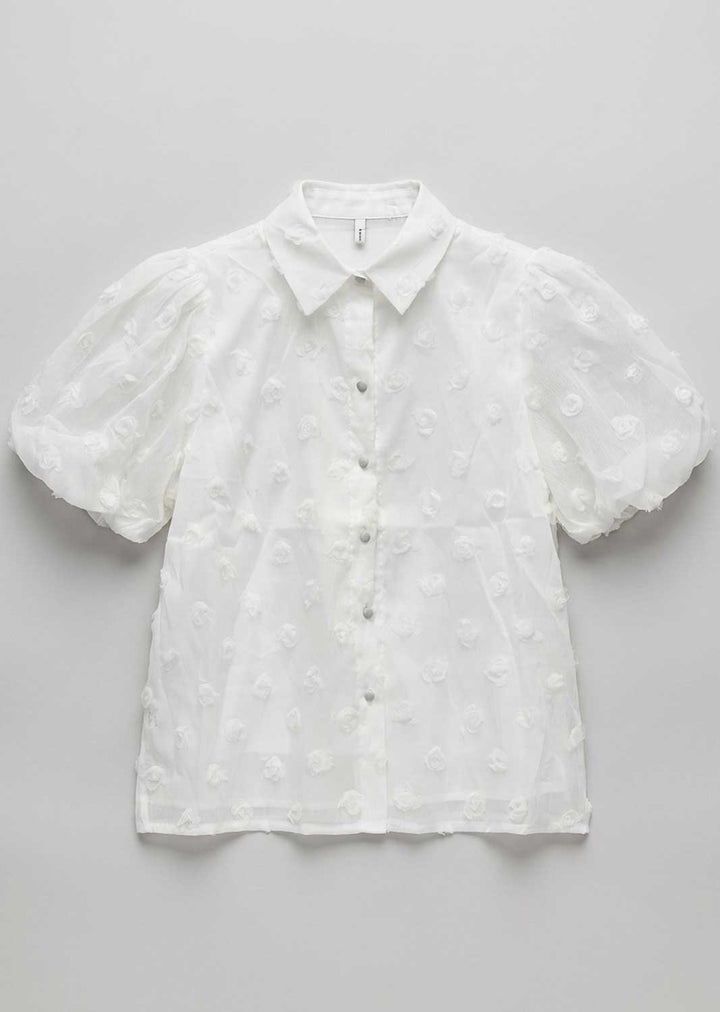 Oriel White Organza Blouse