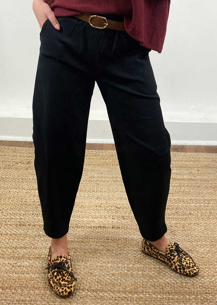 Parker Belted Barrel Trousers Black