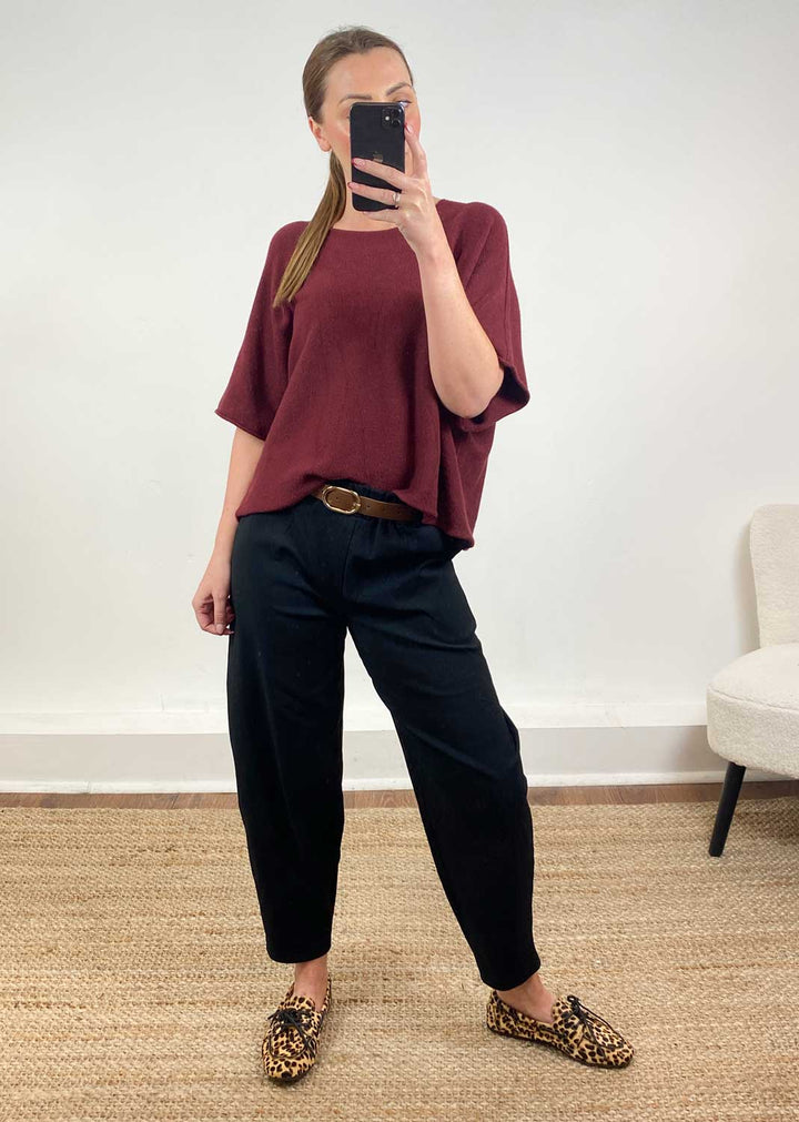 Parker Belted Barrel Trousers Black
