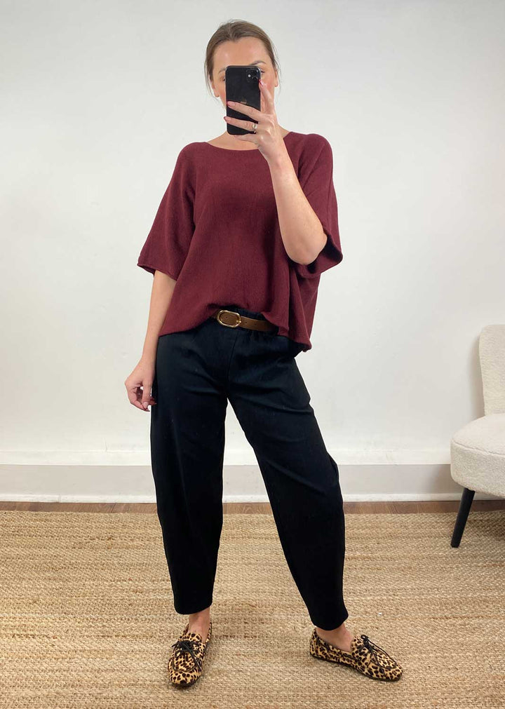 Parker Belted Barrel Trousers Black