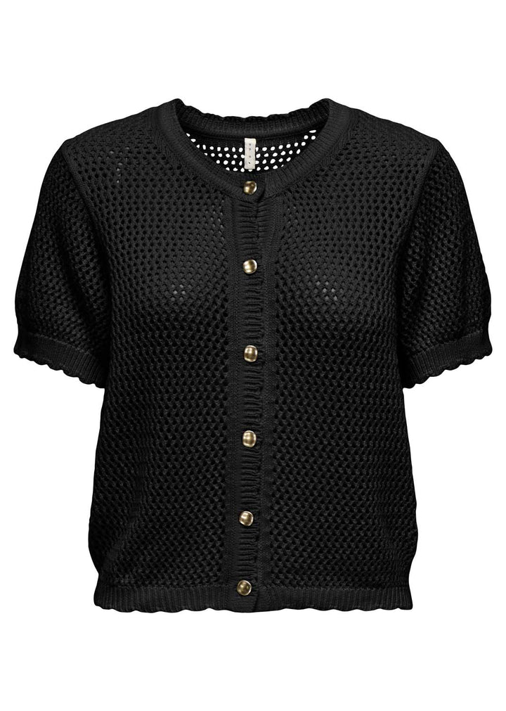 Paula Scallop Knitted Cardigan in Black