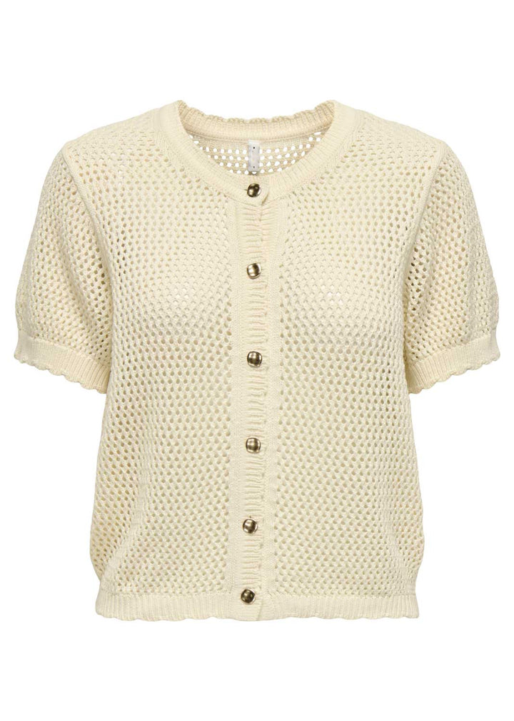 Paula Scallop  Knitted Cardigan in Cream