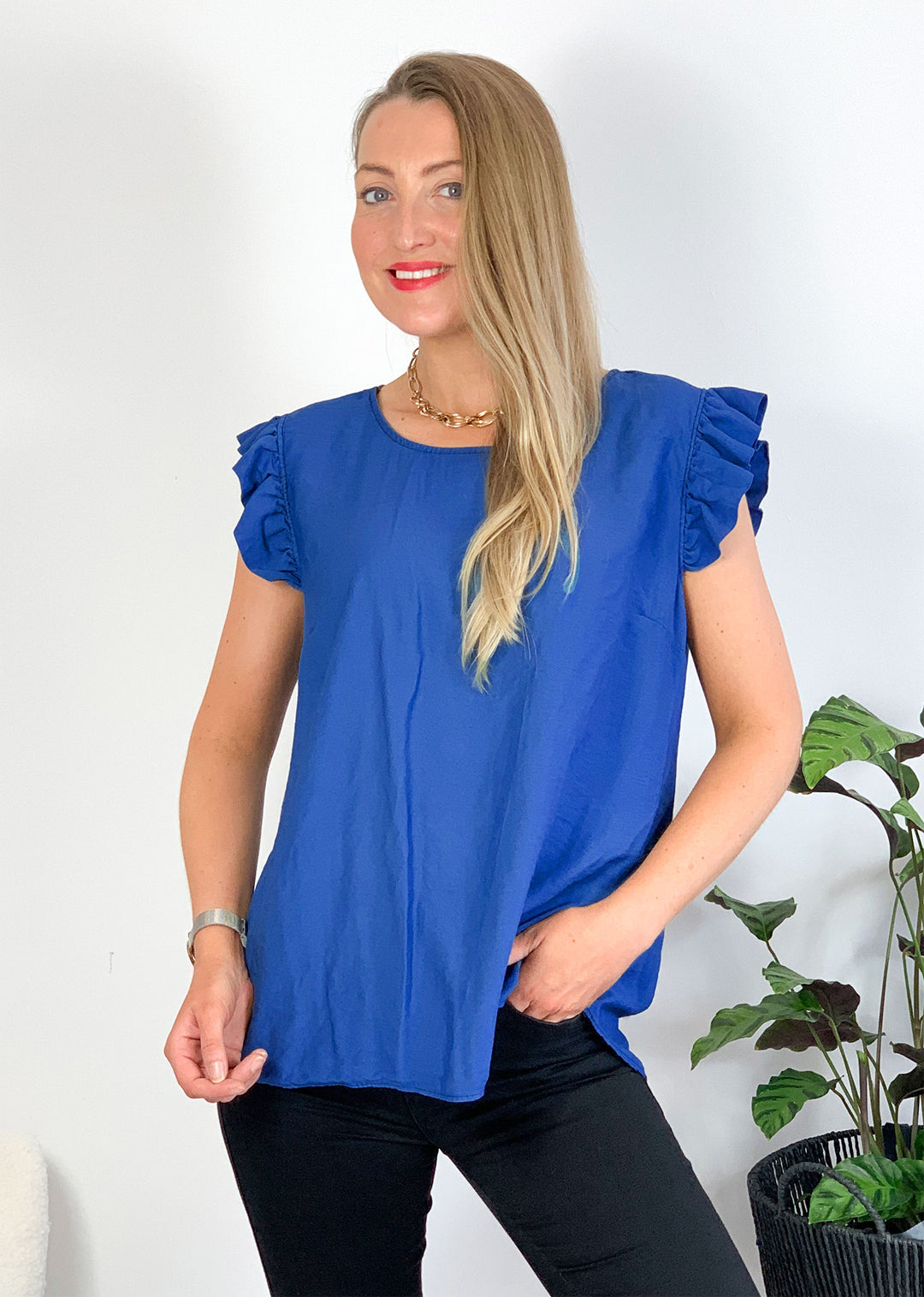 Pia Button Back Top