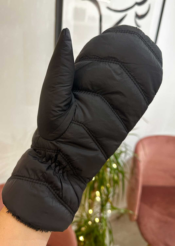 Quilted Faux Fur Lined  Mittens