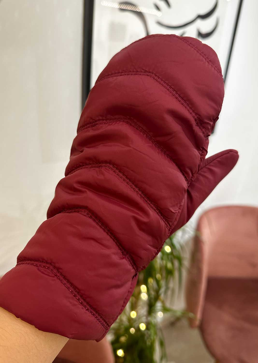 Quilted Faux Fur Lined  Mittens