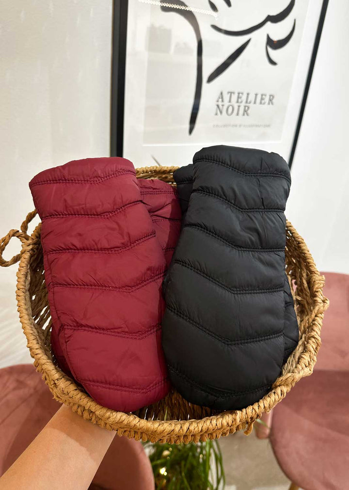 Quilted Faux Fur Lined  Mittens
