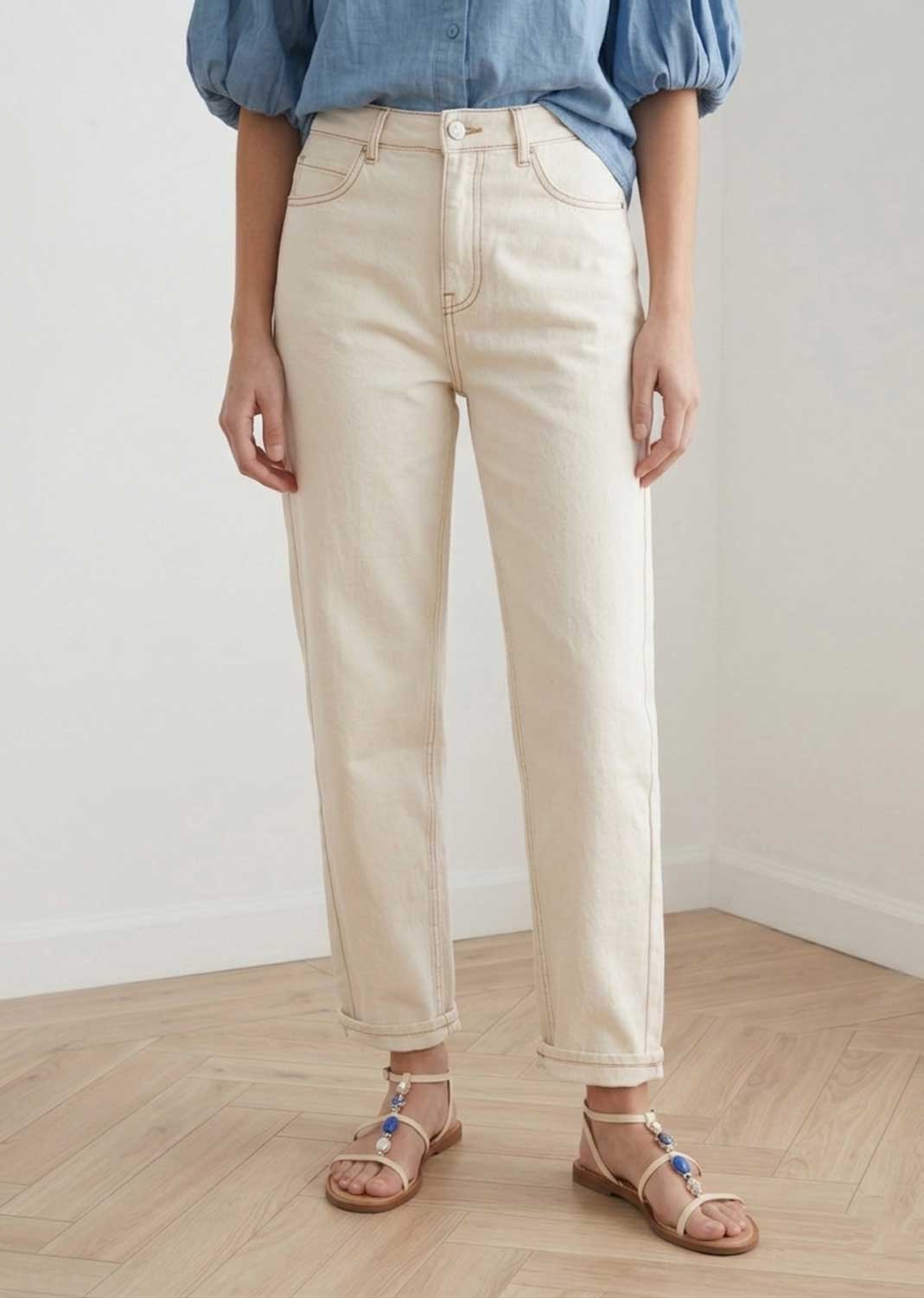 Rachel Cream Mom Jeans