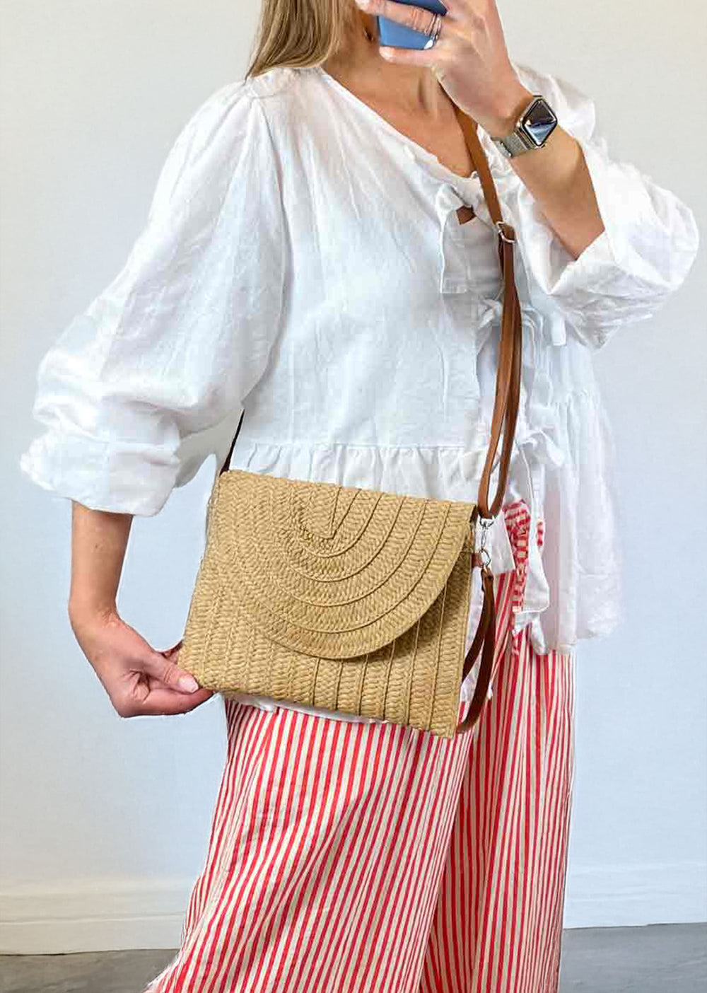 Raffia Envelope Bag Tan