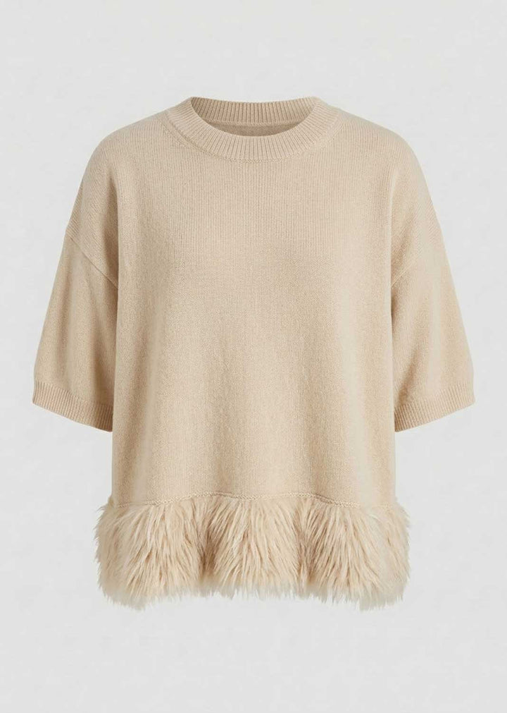 Raven Fur Trim Knitted Top