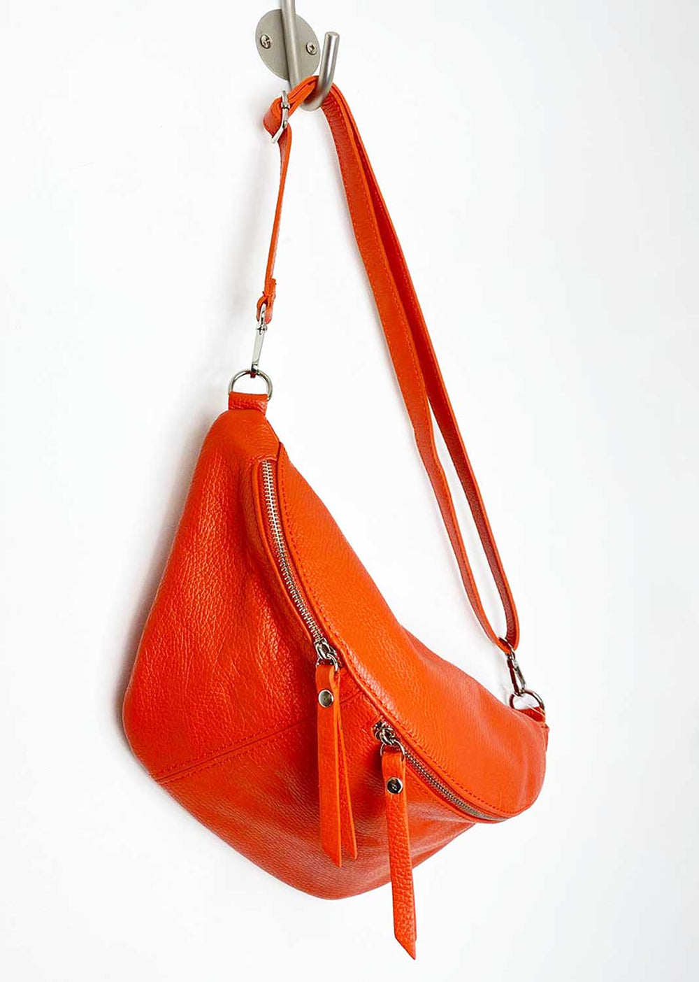 Orange Leather Sling Bag