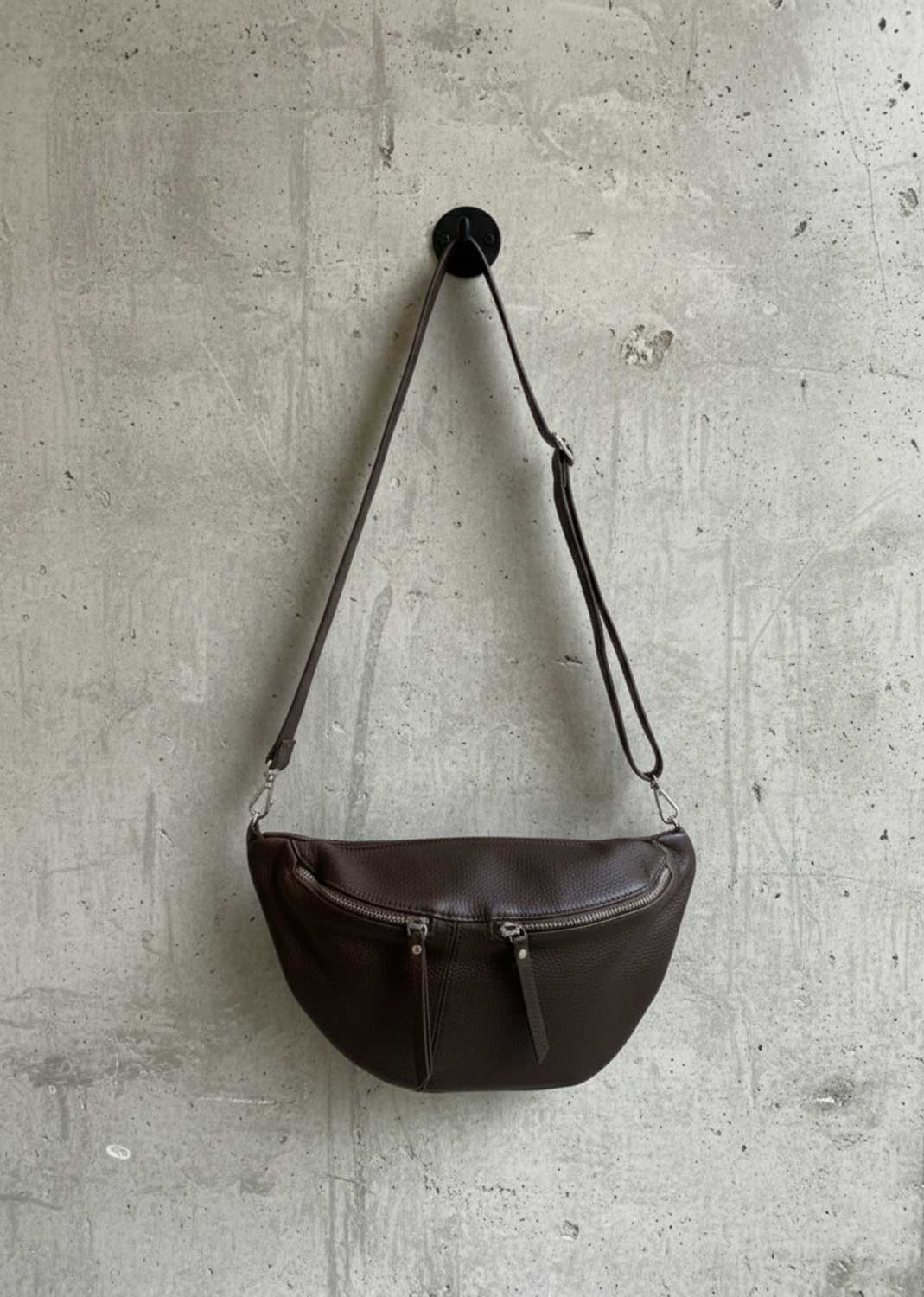 leather sling bag brown