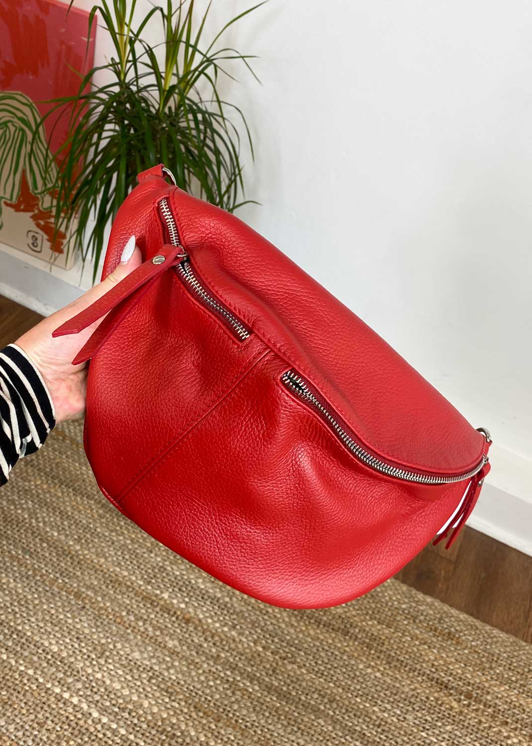 Ray Leather Sling Bag Red