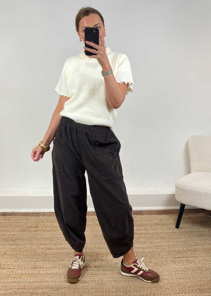 Remy Cord Barrel Pants Brown