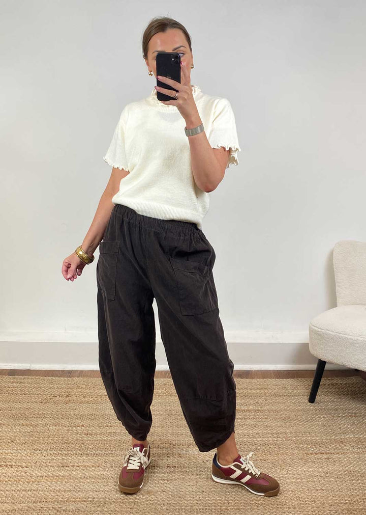 Remy Cord Barrel Pants Brown