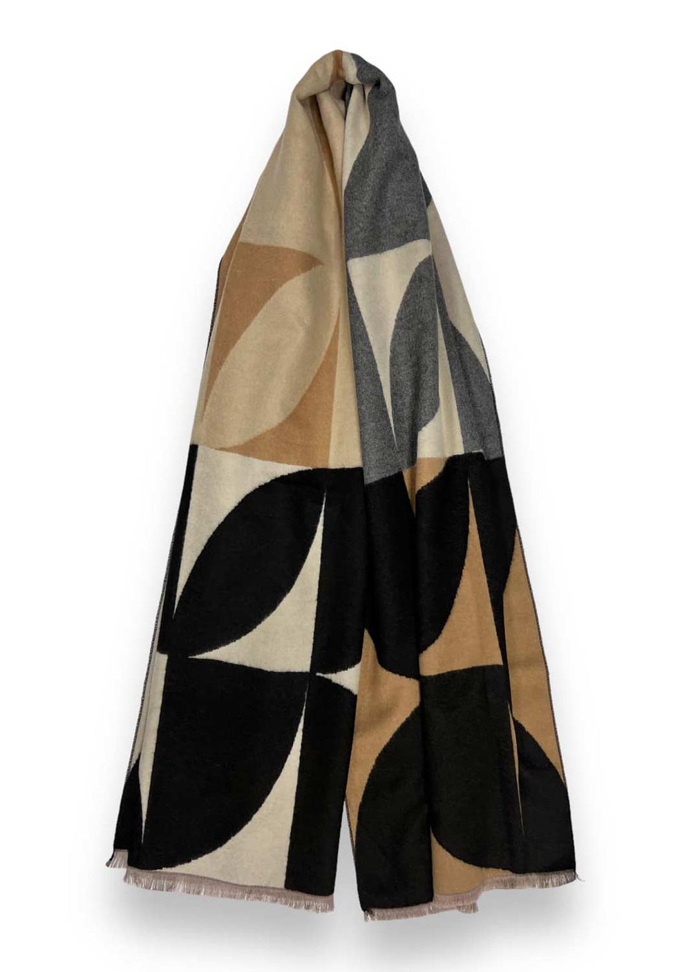 Black and Camel geometric scarf