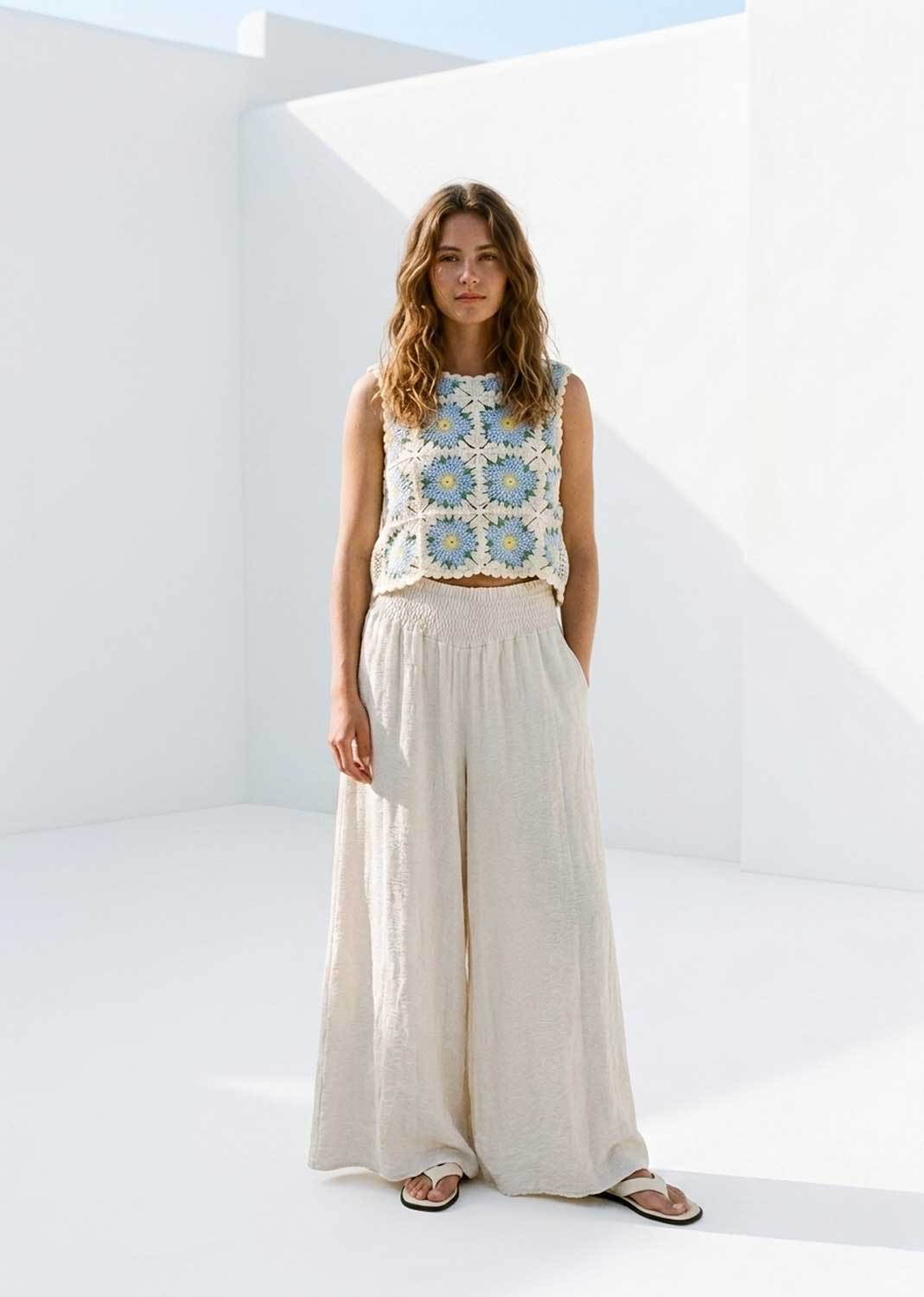 Reverie Blue Flower Crochet Top