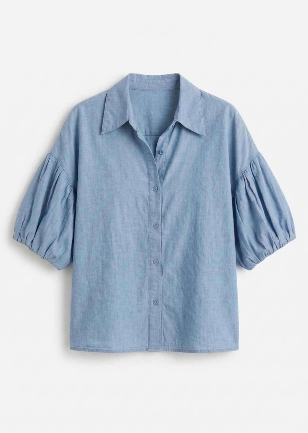Robyn Light Chambray Puff Sleeve Blouse