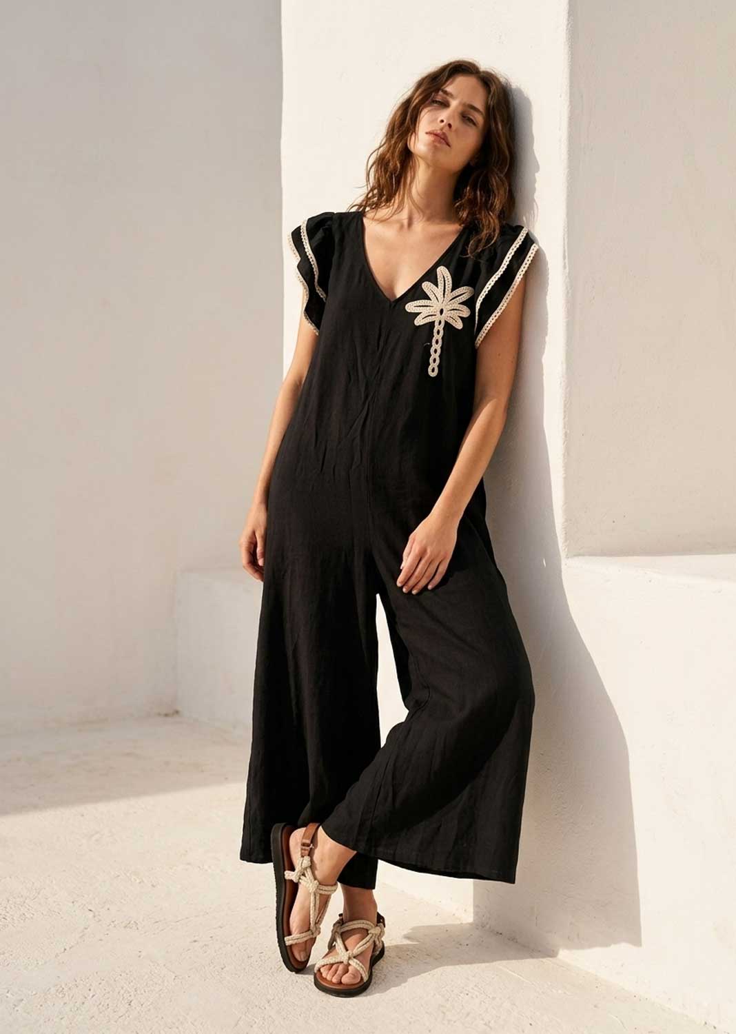 Paloma Black Embroidered Jumpsuit