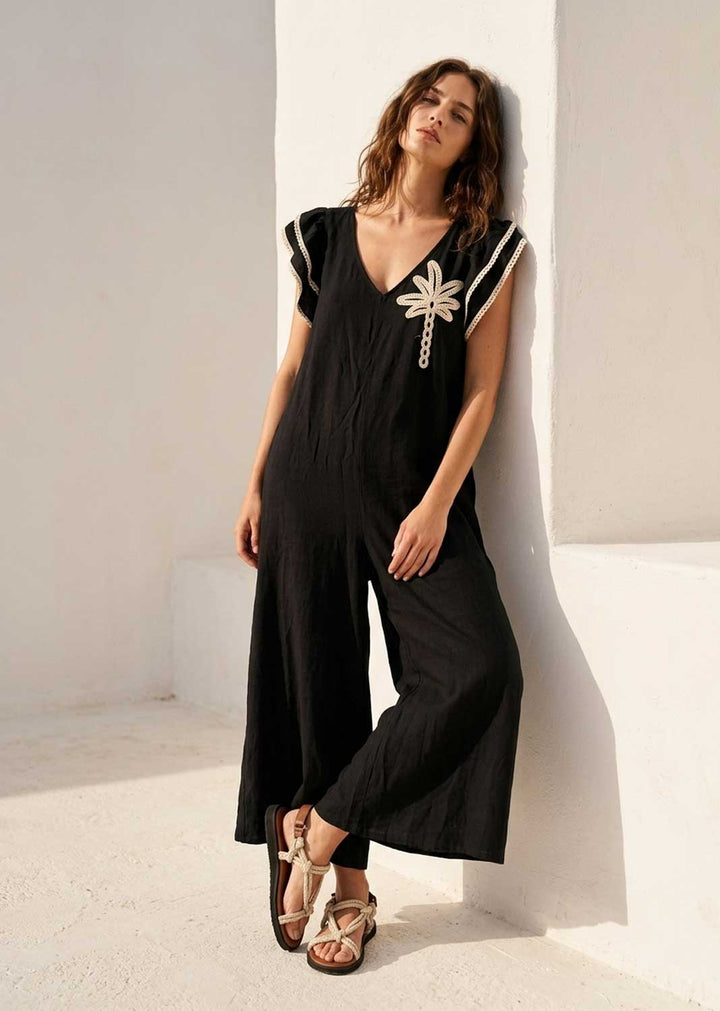 Paloma Black Embroidered Jumpsuit