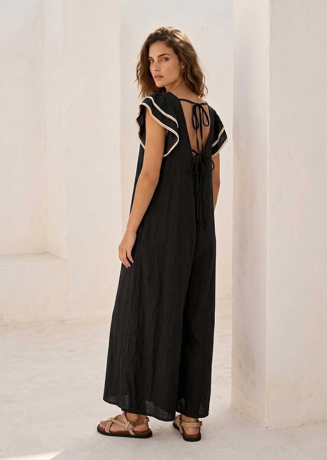 black embroidered jumpsuit 