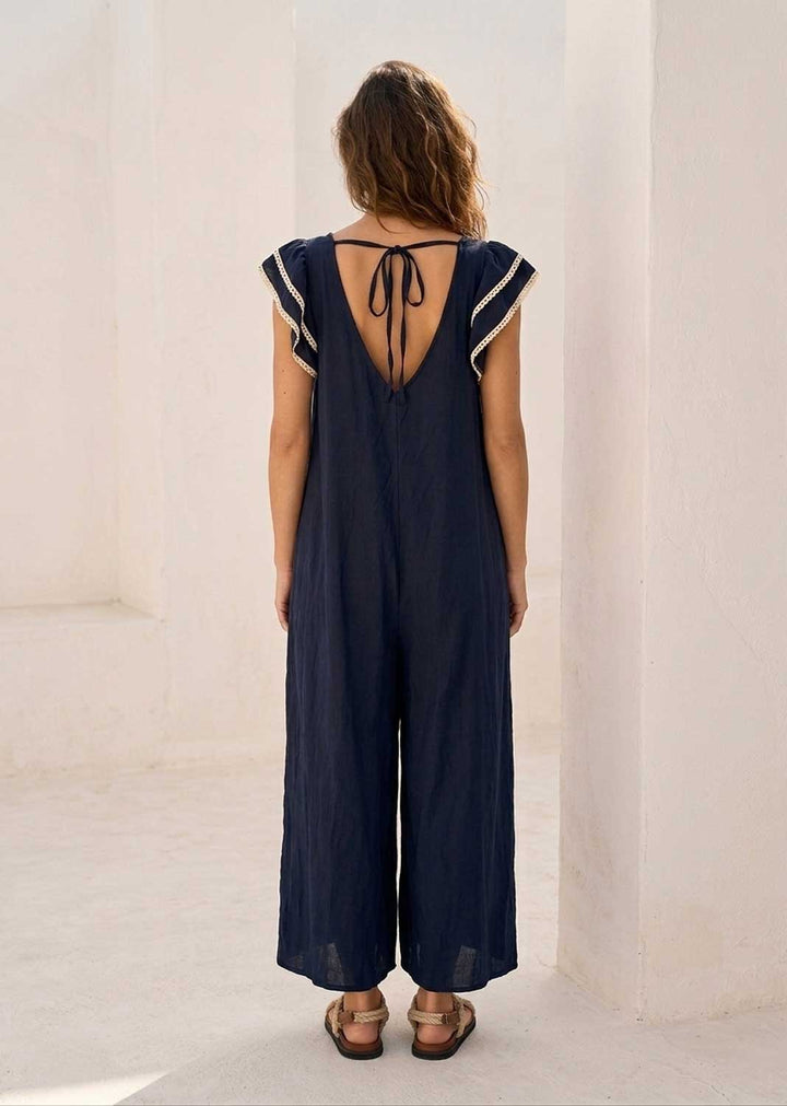Paloma Navy Embroidered Jumpsuit