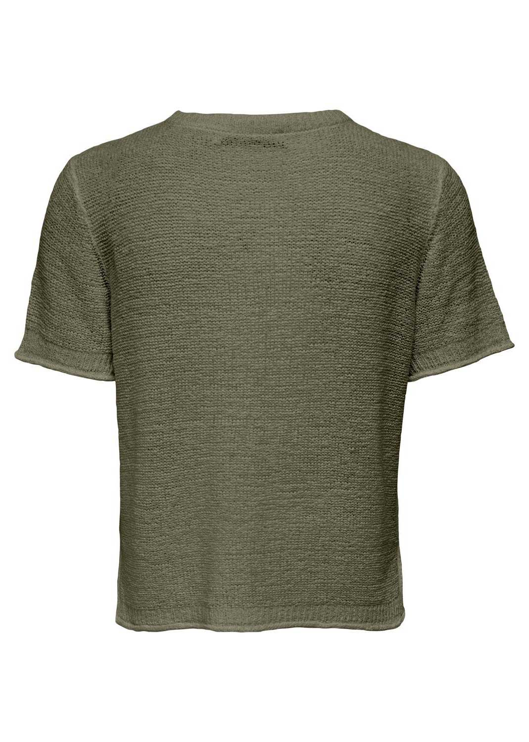 Sunny Crochet Knitted Tshirt in Olive