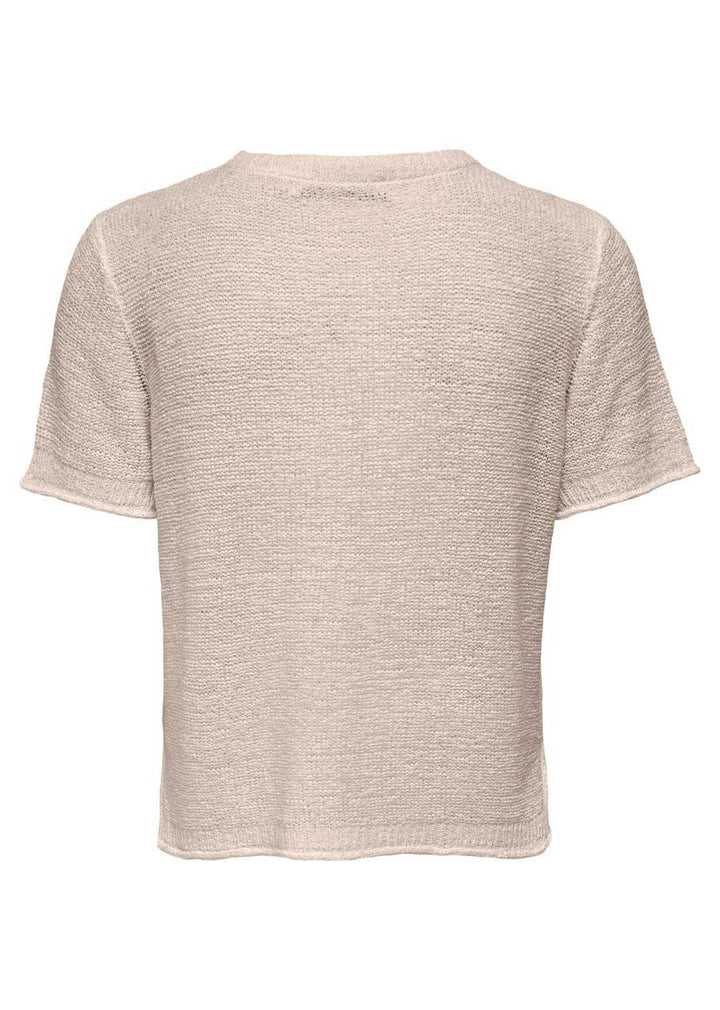Sunny Crochet Knitted Tshirt in Stone