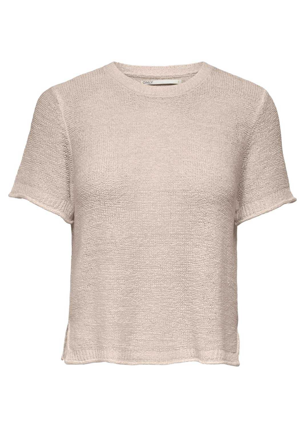 Sunny Crochet Knitted Tshirt in Stone