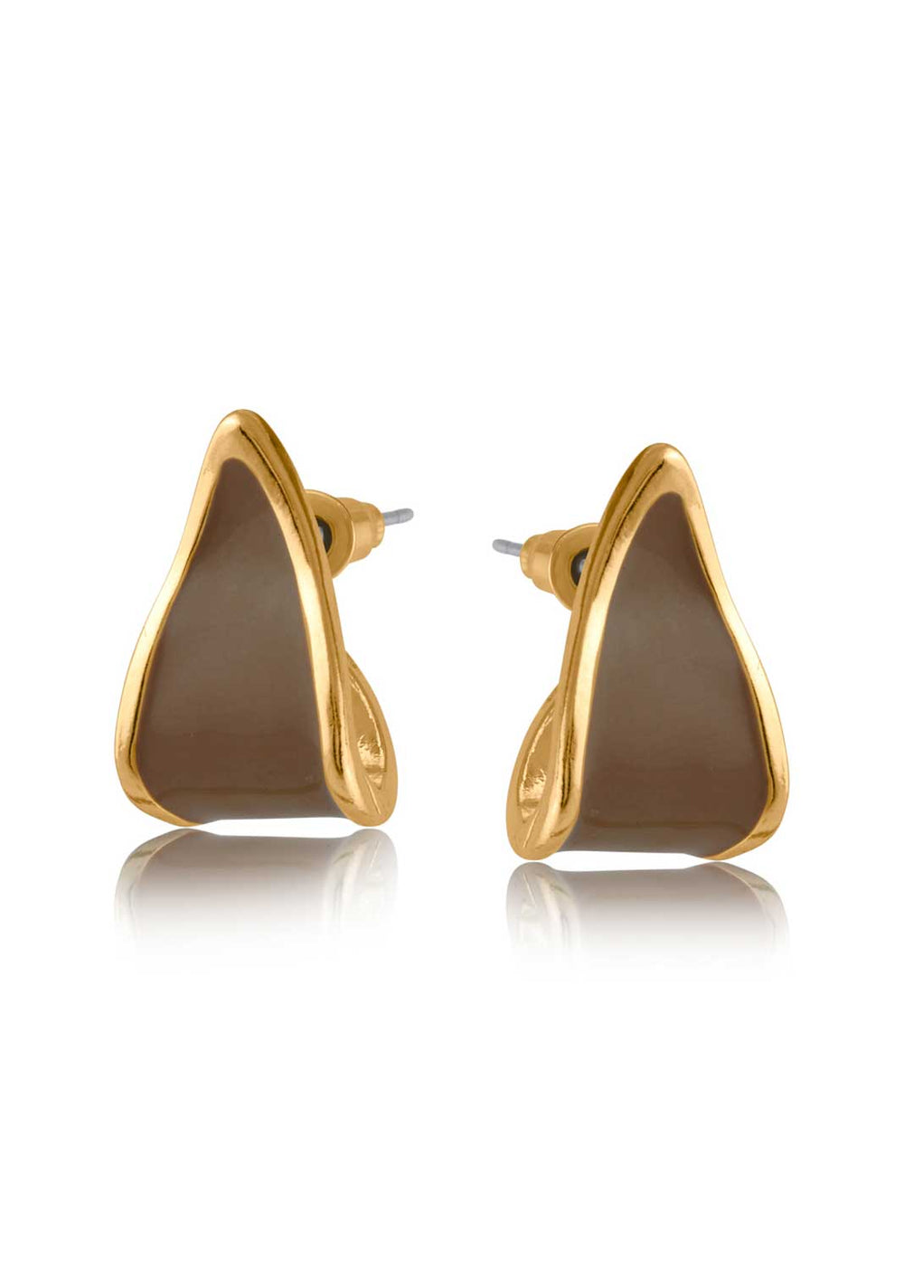 beige enamel gold earrings