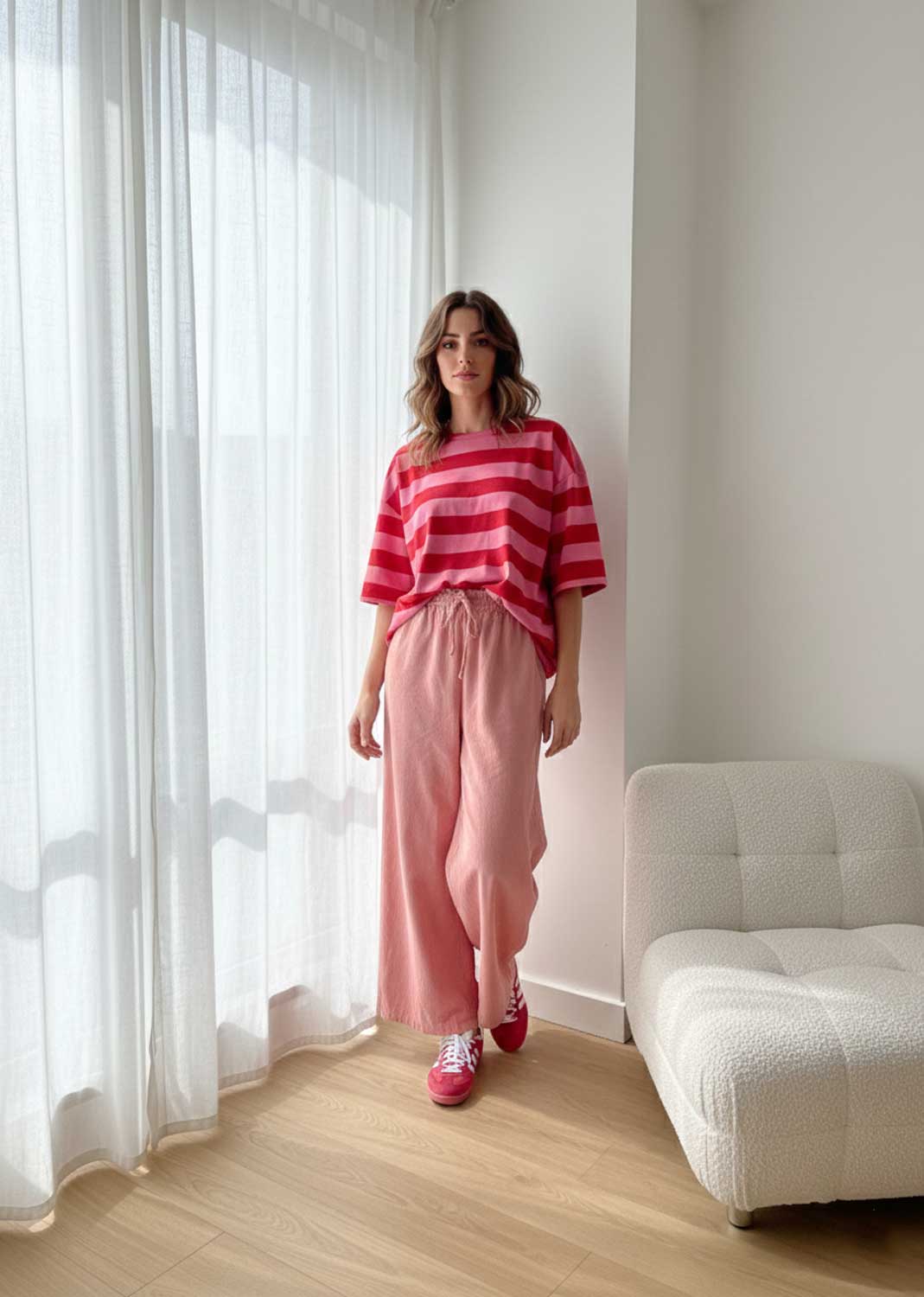 Sally Stripe Tshirt Red Pink
