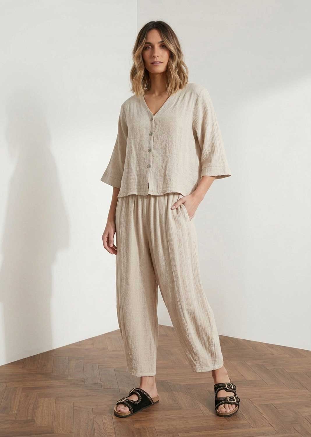 cheesecloth cream barrel pants 