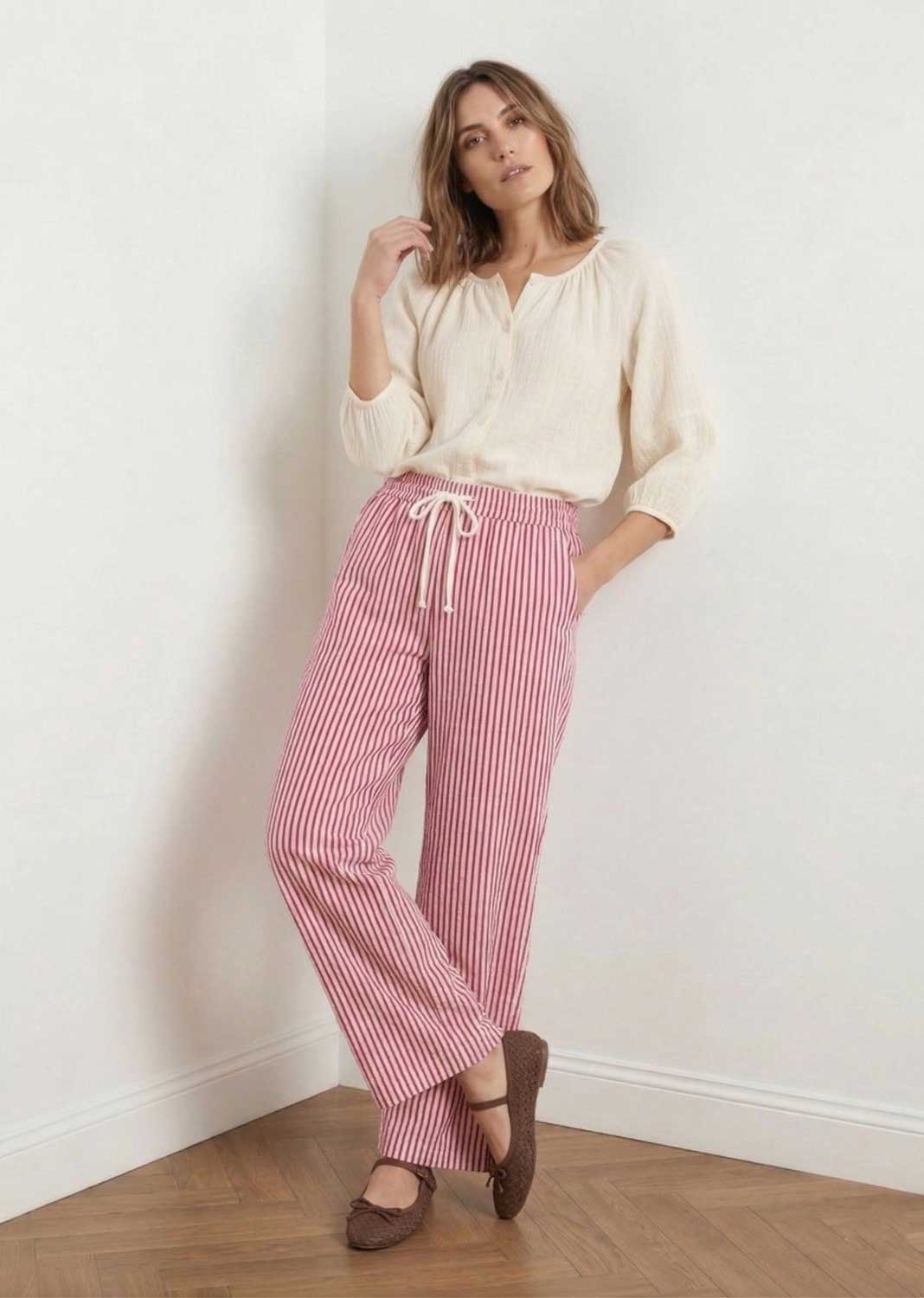 Scarlett Raspberry Stripe Pants