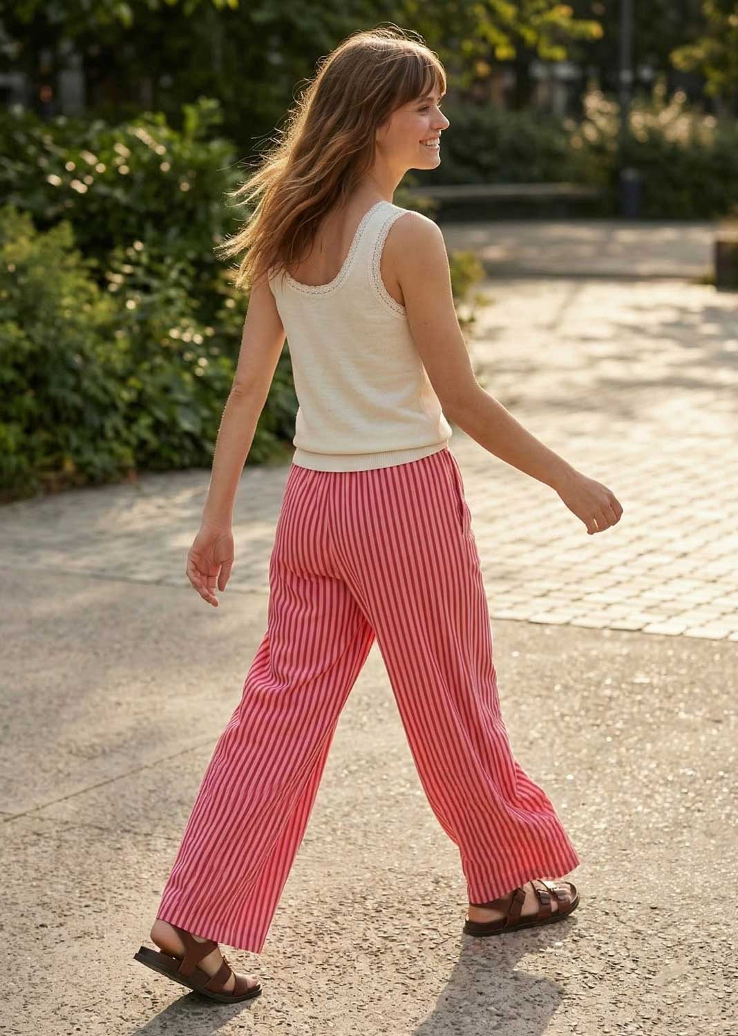 Siena Pink and Red Stripe Linen Pants