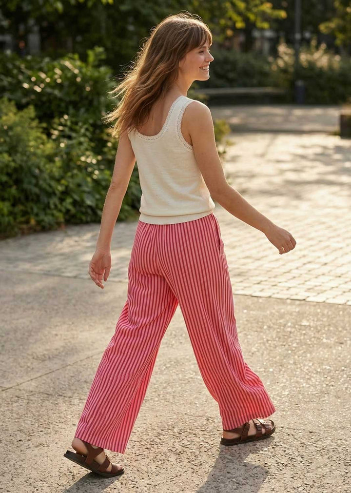 Siena Pink and Red Stripe Linen Pants