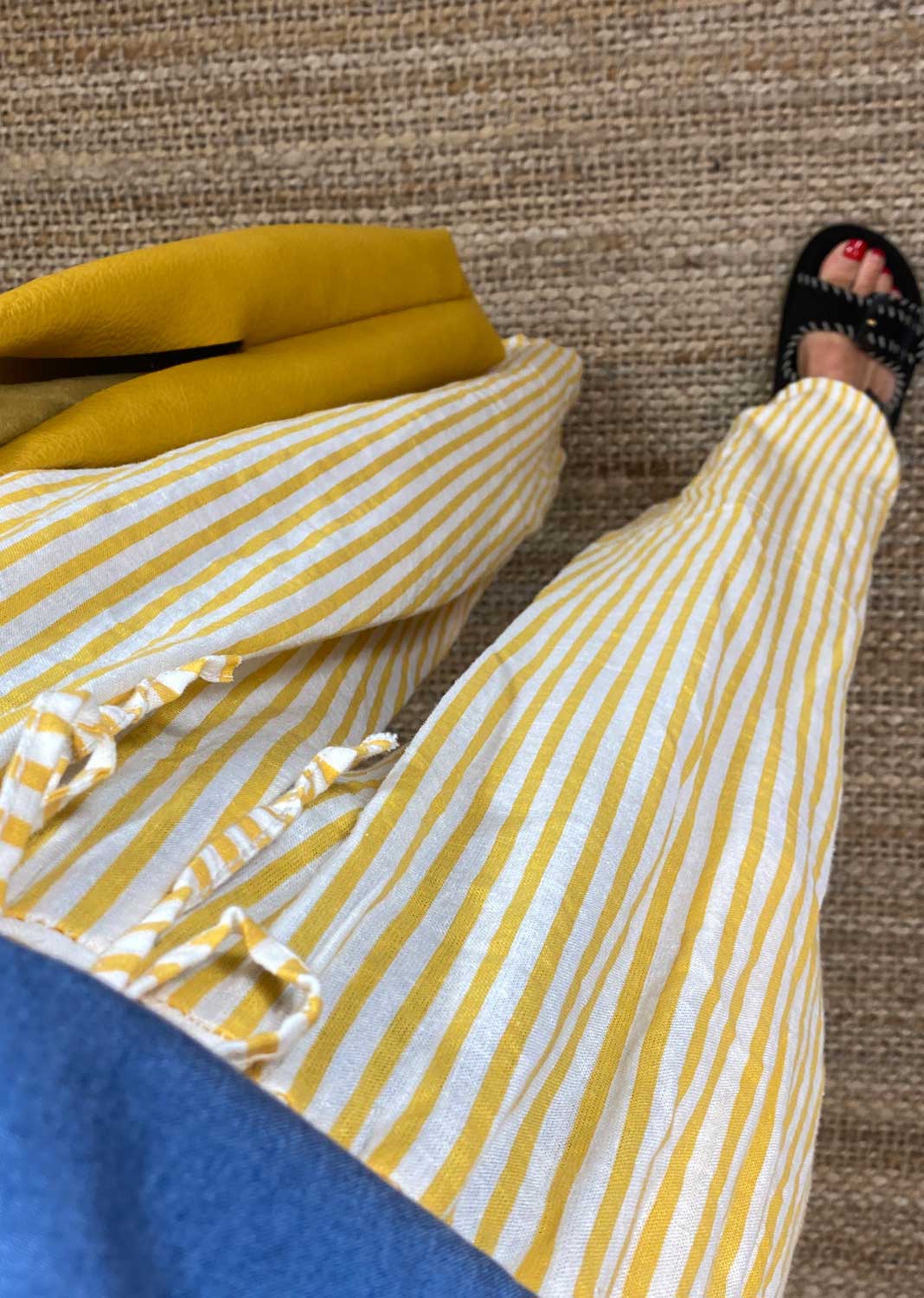 Siena Stripe Linen Pants in Yellow