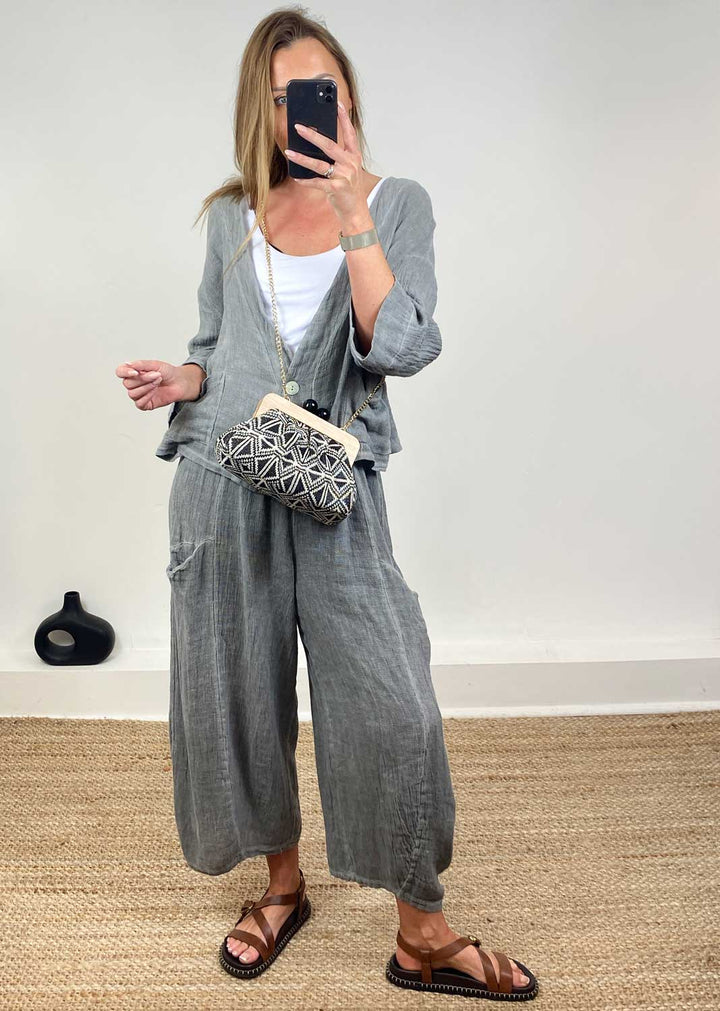 Milo Linen Jacket in Grey