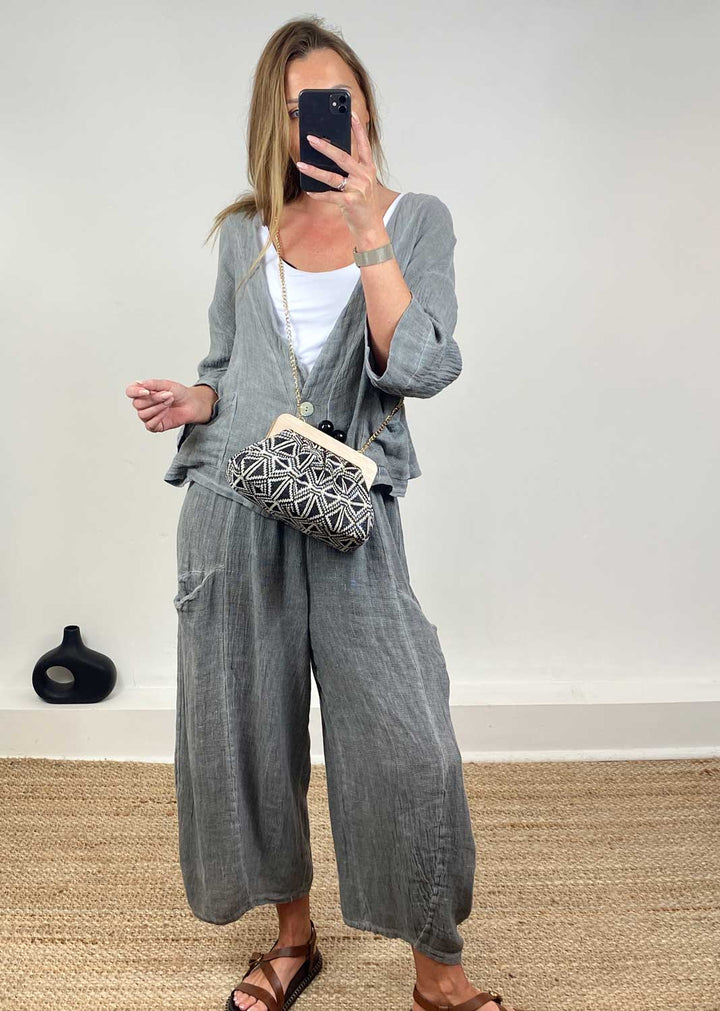 Milo Linen Jacket in Grey
