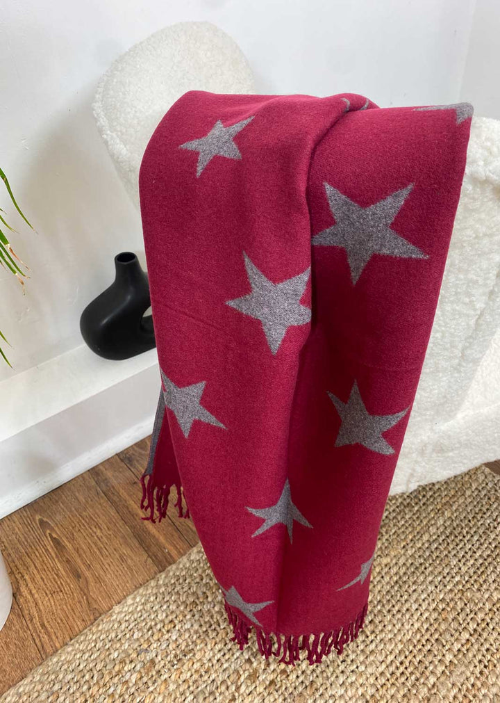 Vega Star Cashmere Scarf in Burgundy