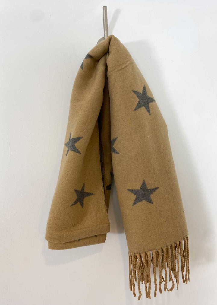 Vega Star Cashmere Scarf in Camel