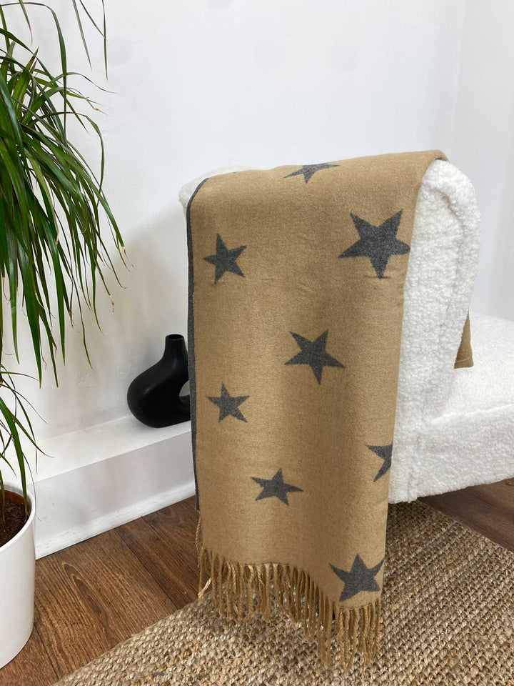 Vega Star Cashmere Scarf in Camel