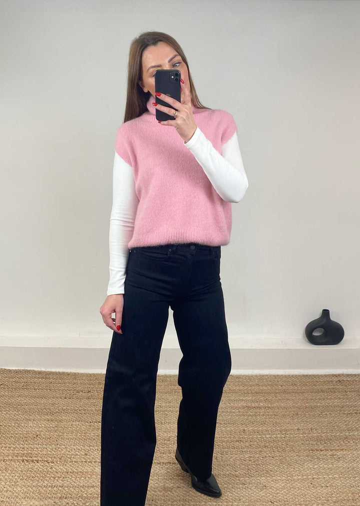 Stephanie Wool Blend Tank Top Pink