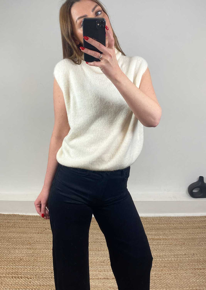 Stephanie Wool Blend Tank Top Cream