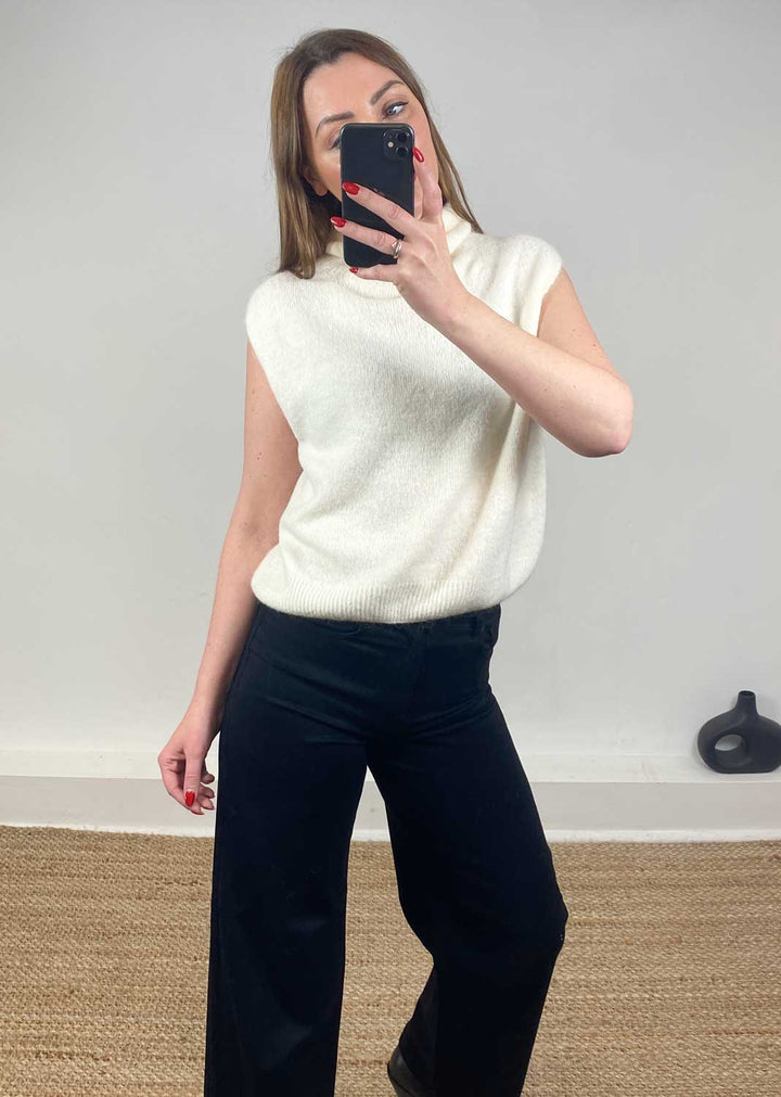 Stephanie Wool Blend Tank Top Cream